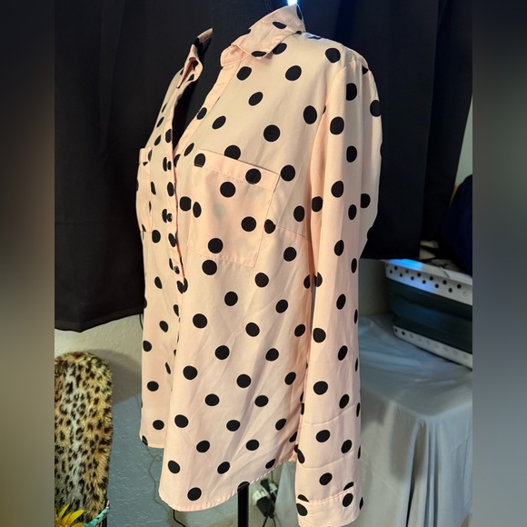 NY Collection Blush Button-Down with Black Dots - Picture 2 of 16
